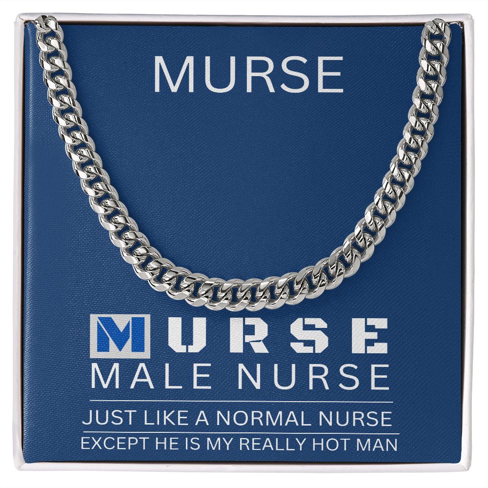 Male Nurse Appreciation Gift, Male Nurse Necklace, Cuban Link Chain,